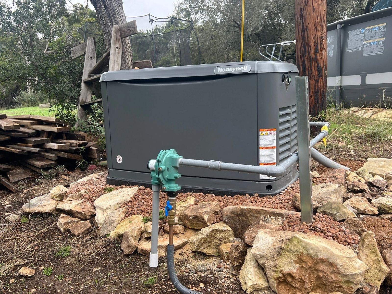 Honeywell generator installed with gas connection